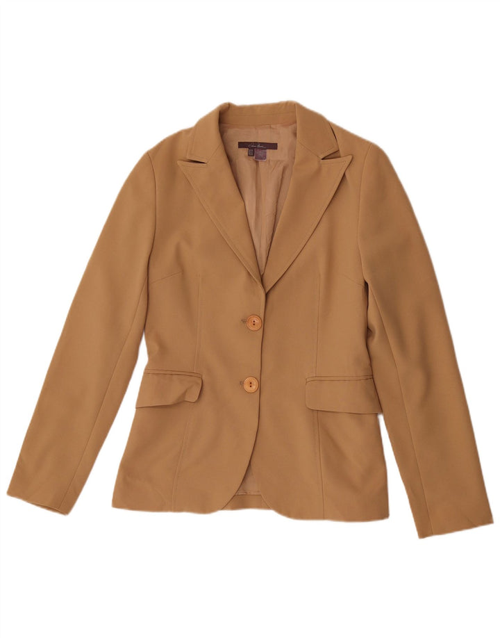 Zara Dame 2-knaps blazerjakke EU 38 Small Beige Polyester