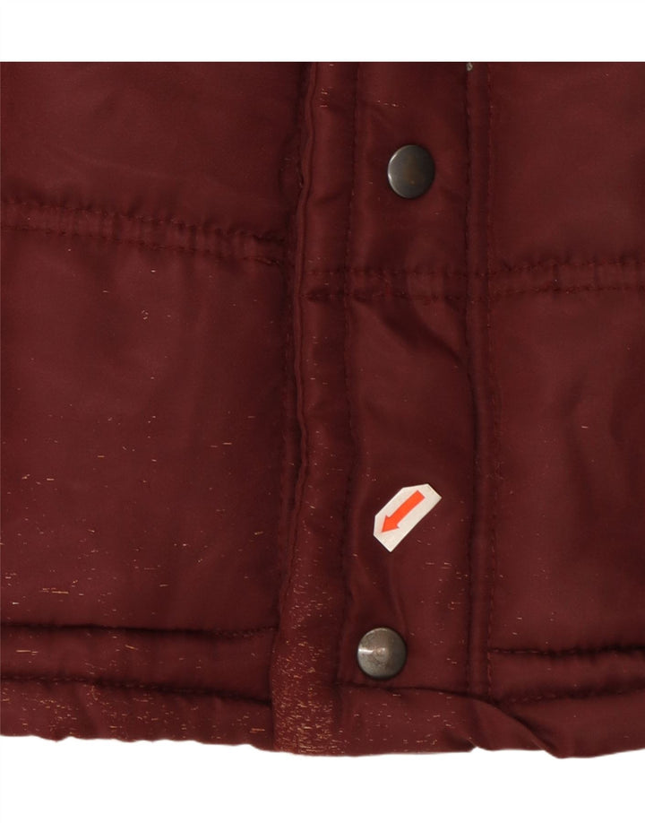 Vintage herre polstret Gilet UK 38 Medium Maroon Colourblock