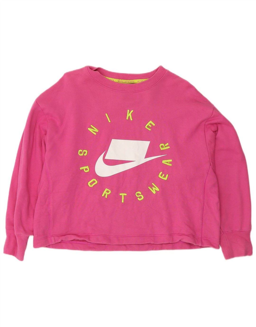 Nike Dame Grafisk Oversized Sweatshirt Jumper UK 10 Small Pink Bomuld