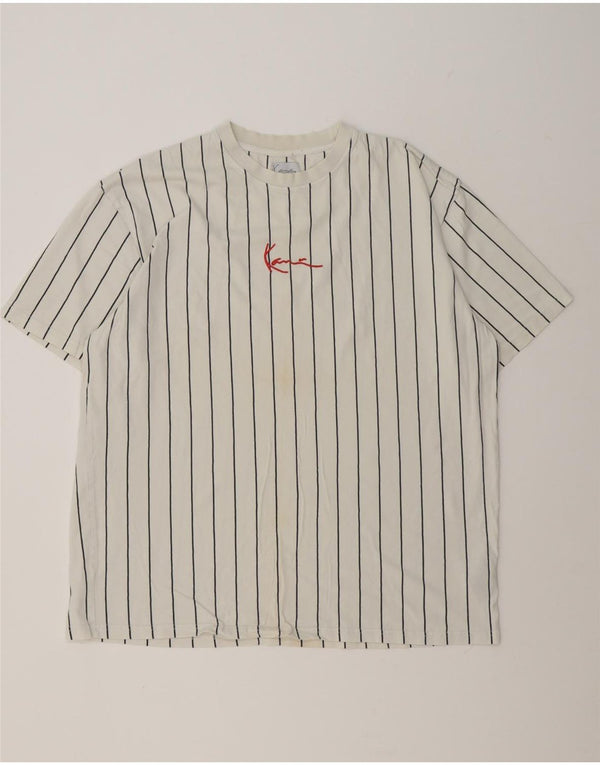 Karl Kani Herre grafisk T-shirt Top XL Hvid nålestribet bomuld