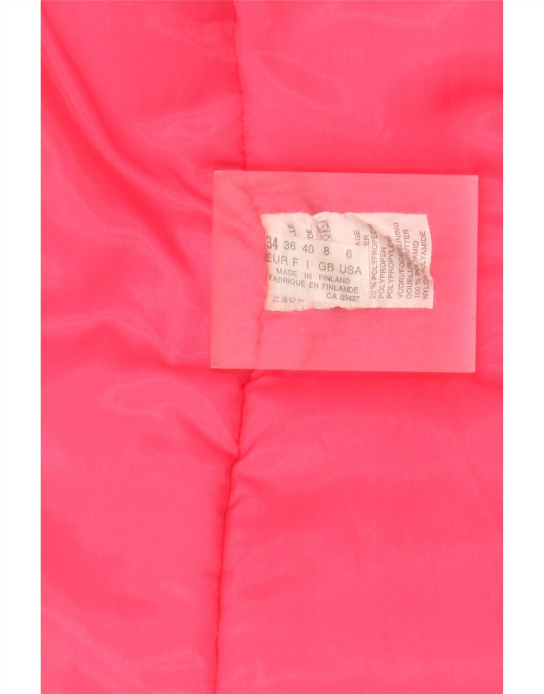 Vintage Dame Oversized Polstret Frakke UK 8 Small Pink Bomuld