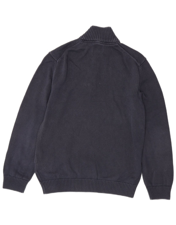 Gant Herre Zip Neck Jumper Sweater Large Navy Blue Bomuld