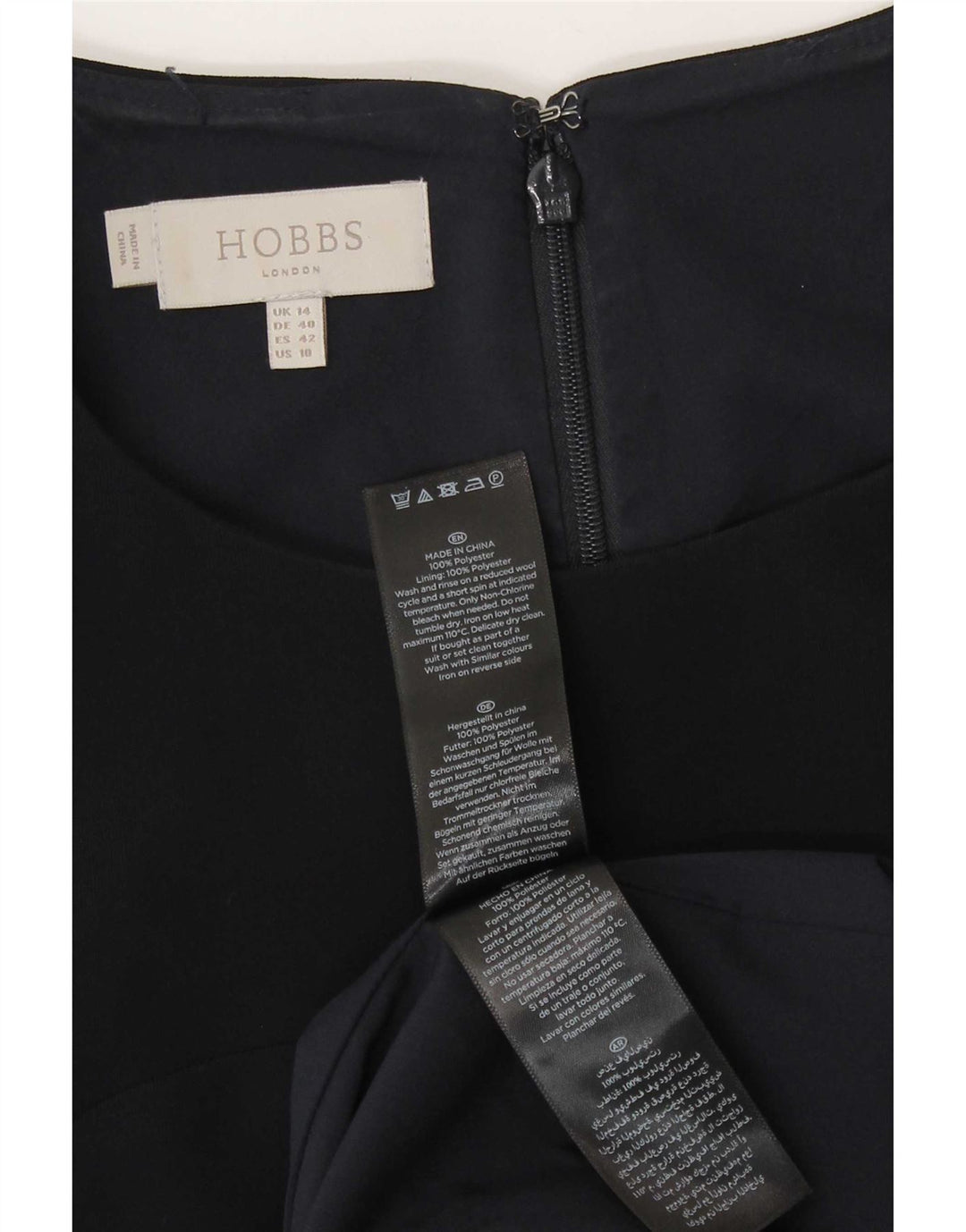 Hobbs Dame Sleeveless Sheath Dress UK 14 Large Navy Blue Polyester