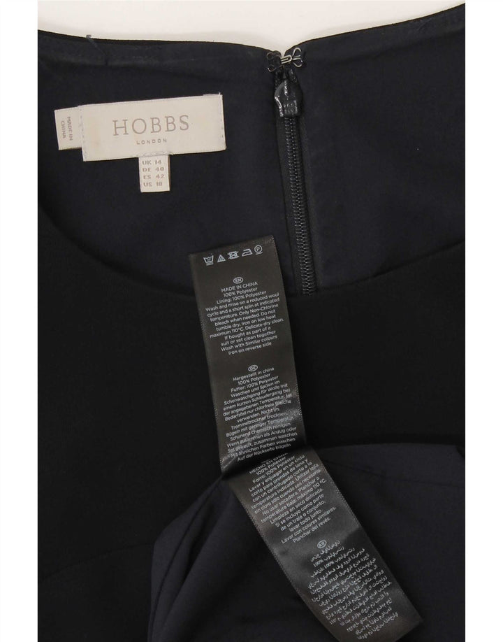 Hobbs Dame Sleeveless Sheath Dress UK 14 Large Navy Blue Polyester