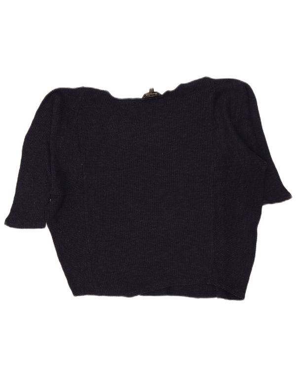Massimo Dutti Dame 3/4-ærmet Boat Neck sweater UK 6 XS Navy Blue