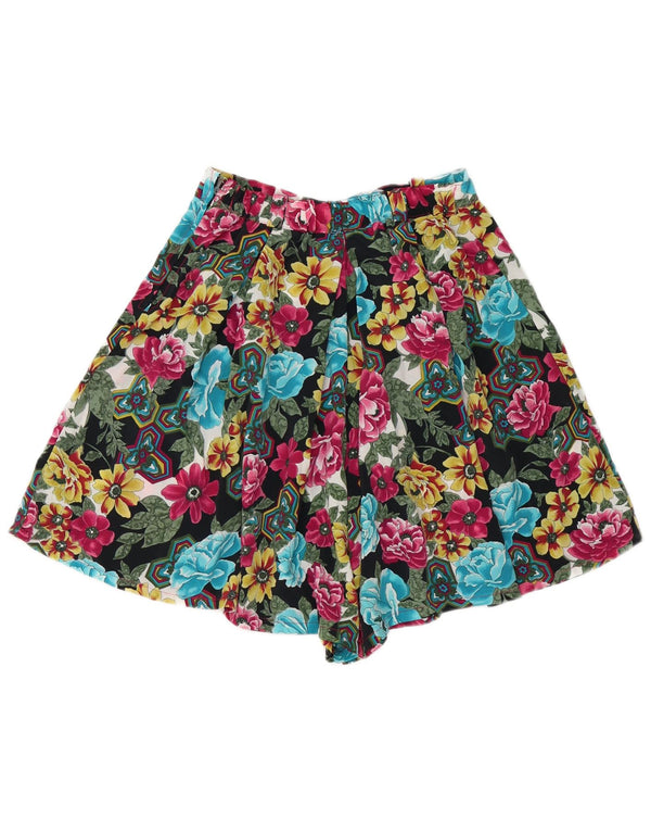 Vintage kvinders højtaljede fritidsshorts W30 Medium flerfarvet blomster