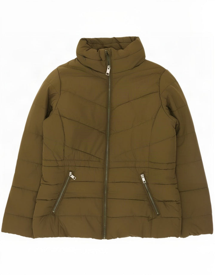 Marks & Spencer Polstret jakke til kvinder UK 14 Stor Khaki Polyester