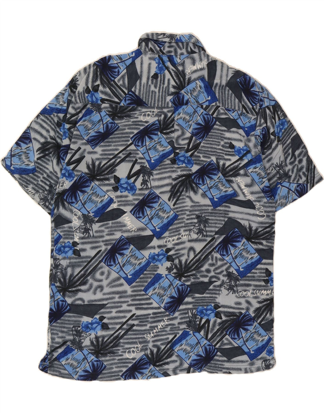 MAURO LESANDRO Mens Graphic Shirt Large Blue Colourblock Hawaiian Vintage Mauro Lesandro and Second-Hand Mauro Lesandro from Messina Hembry 