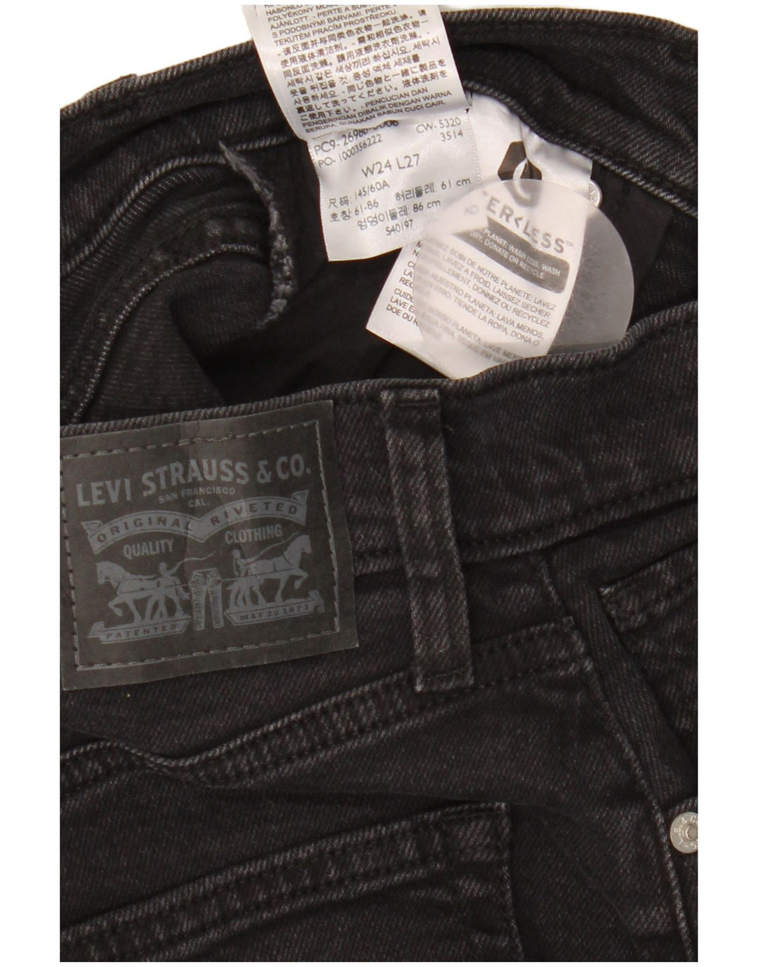 Levi's koniske jeans til kvinder W24 L27 sort bomuld