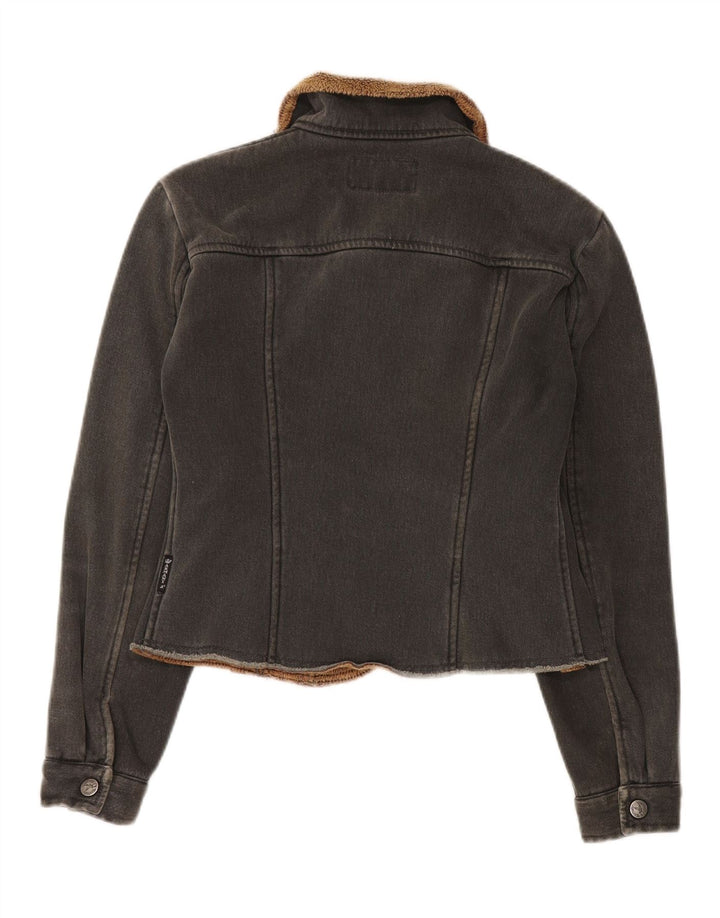 Armani Jeans Dame Crop Denim Sherpa Jacket IT 42 Medium Sort Polyester