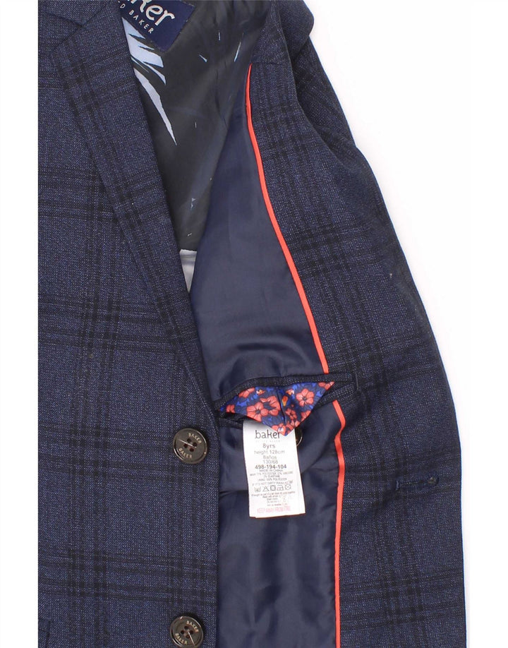 Ted Baker Boys 2-knaps blazerjakke 7-8 år marineblå ternet polyester