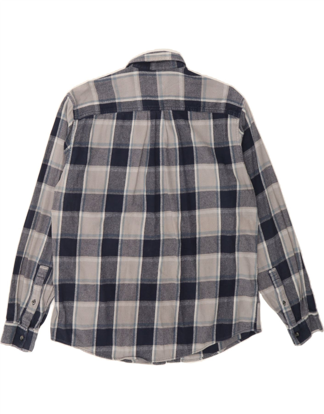 EDDIE BAUER Mens Flannel Shirt Large Navy Blue Check Polyester Vintage Eddie Bauer and Second-Hand Eddie Bauer from Messina Hembry 