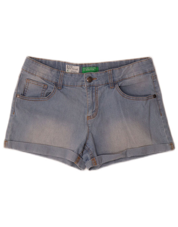 Benetton Girls Denim Shorts 11-12 år 2XL W28 Blå Bomuld