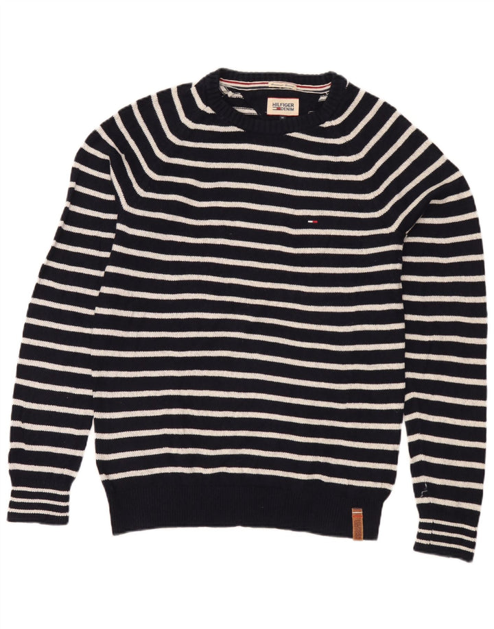 Tommy Hilfiger Herre Crew Neck Jumper Sweater Medium Navyblå Stribet
