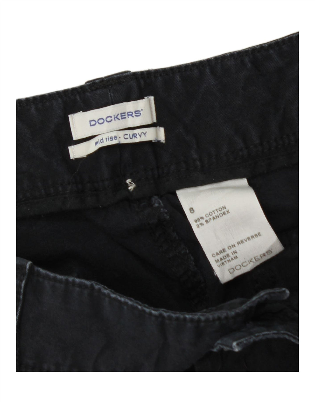 DOCKERS Womens Curvy Mid Rise Capri Trousers US 8 Medium W32 L19 Navy Blue Vintage Dockers and Second-Hand Dockers from Messina Hembry 