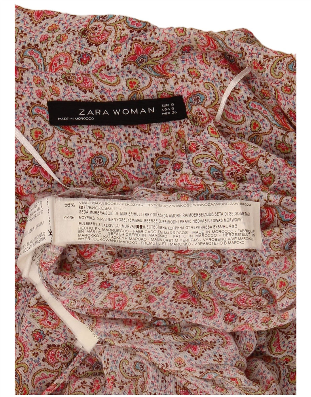 Zara Dame Ærmeløs Tunika Top UK 10 Small Multicolor Paisley Viscose