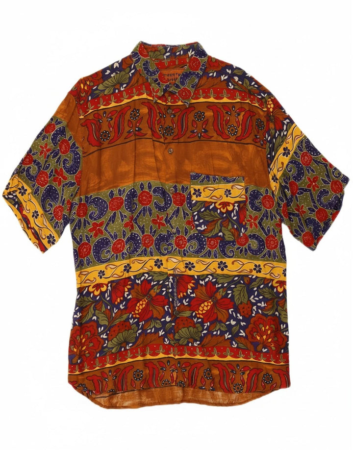 VINTAGE Mens Short Sleeve Shirt XL Multicoloured Floral Vintage Vintage and Second-Hand Vintage from Messina Hembry 