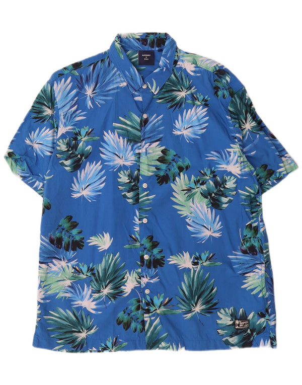 Superdry Kortærmet Herreskjorte XL Blå Blomsterbomuld Hawaiian