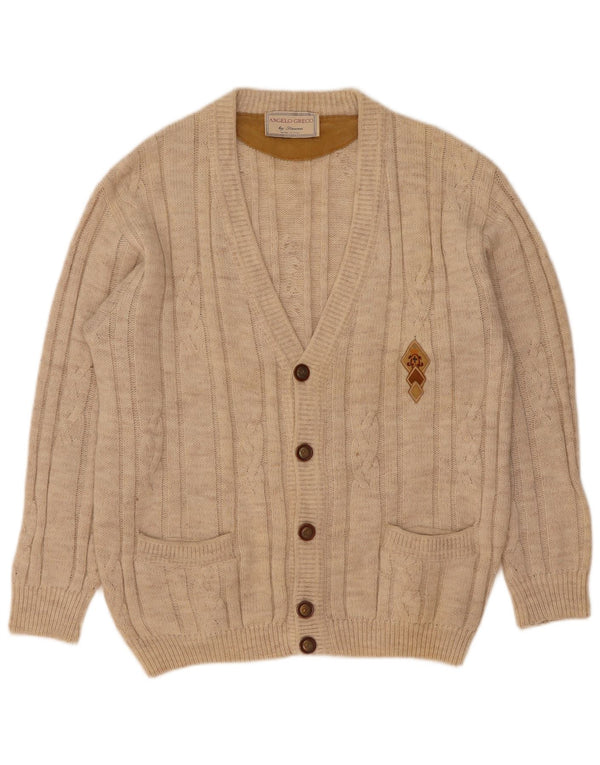 Angelo Greco Herre Cardigan Sweater IT 48 Medium Beige Alpaca Uld
