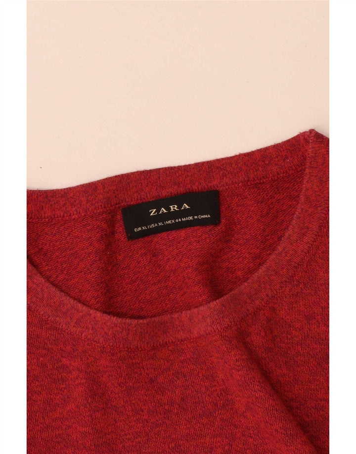 Zara Herre sweater med rund hals XL rød bomuld
