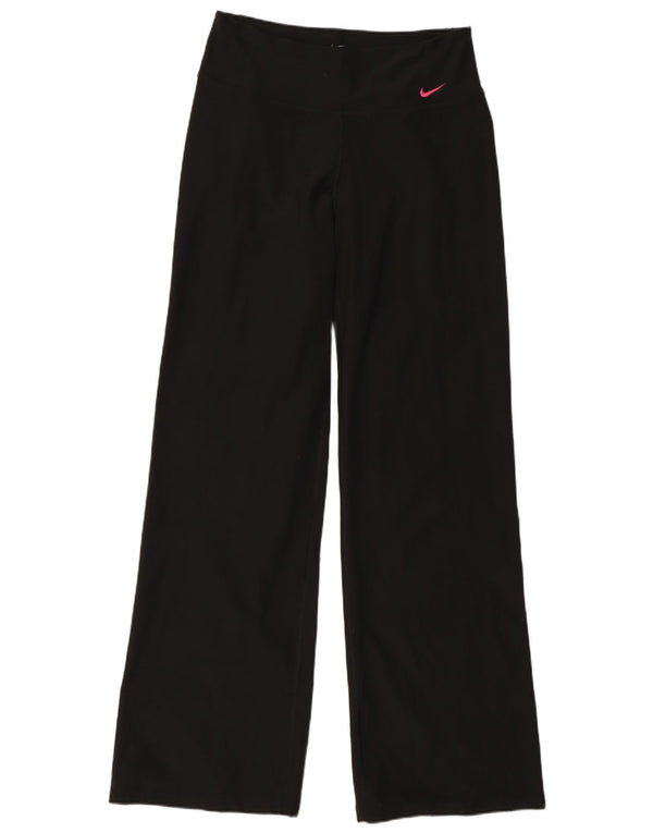 Nike Dame Dri Fit træningsdragt Bukser UK 10 Small Black Colourblock
