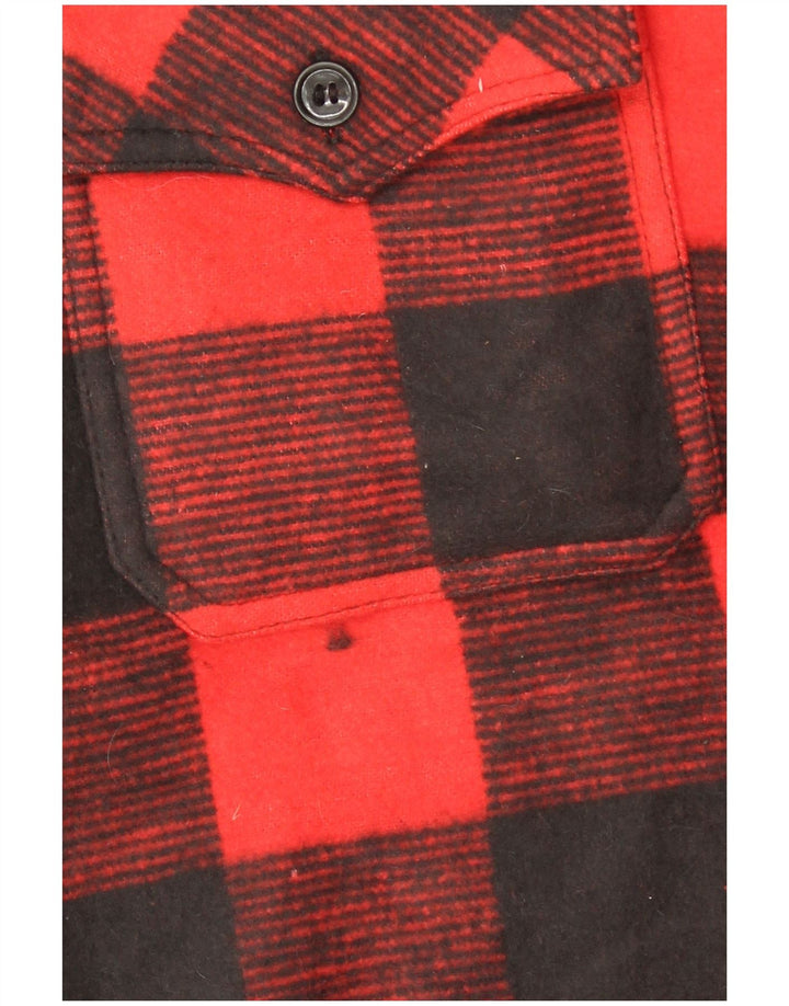Vintage herre overshirt flannel skjorte stor rød ternet bomuld