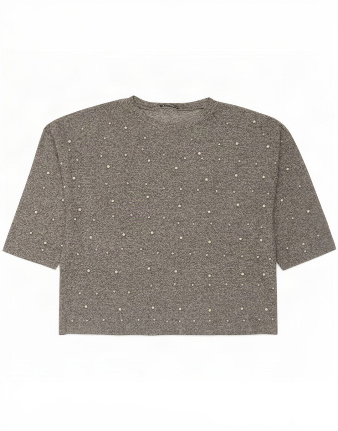 Zara Dame Top 3/4 ærmer UK 16 Large Grå Viscose