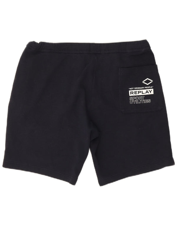 Replay Herre grafiske sportsshorts XL marineblå bomuld