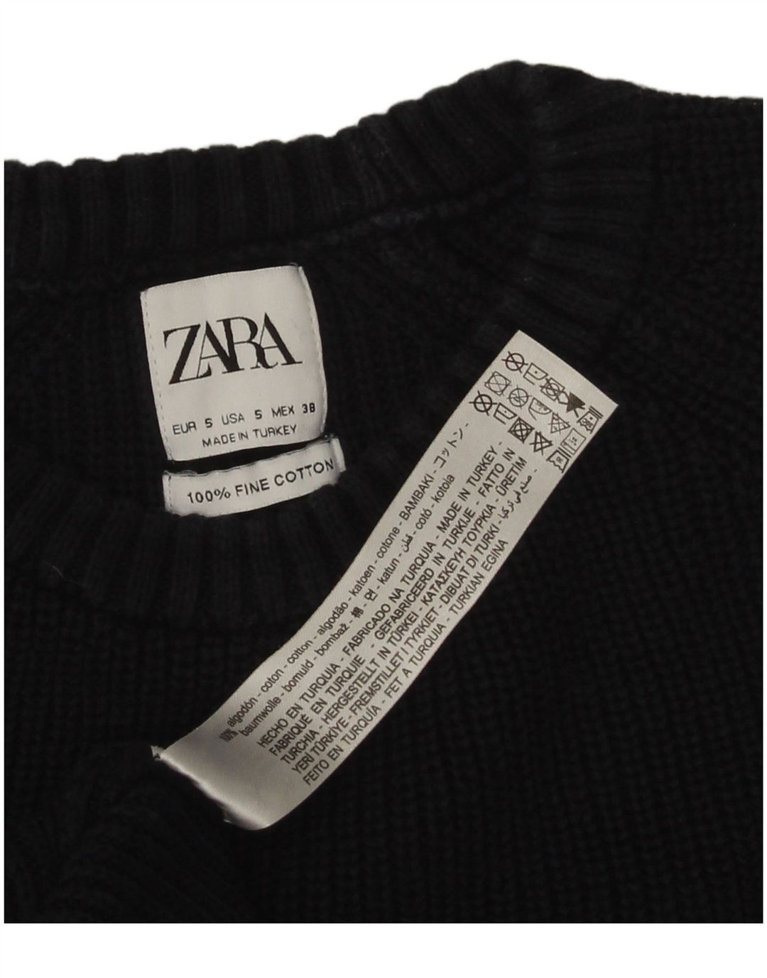 Zara Herre sweater med rund hals, lille marineblå bomuld