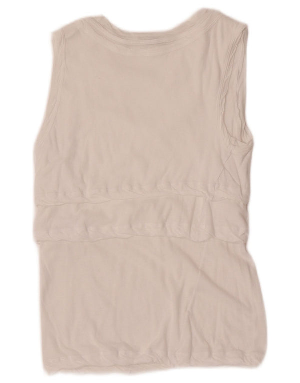 Aspesi Womens Crop Ærmeløs bluse Top UK 8 Small White Bomuld