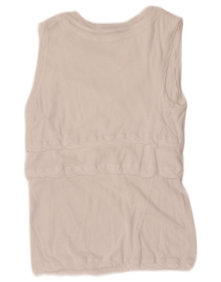 Aspesi Womens Crop Ærmeløs bluse Top UK 8 Small White Bomuld