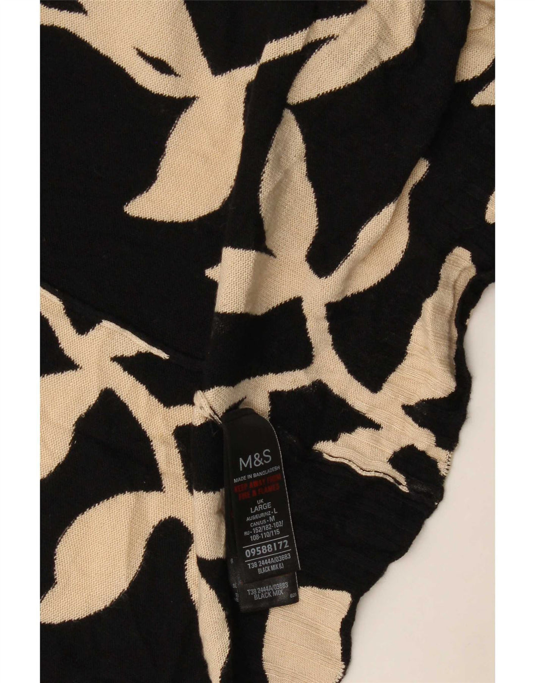 Marks & Spencer Dame Oversized Cardigan Sweater UK 16 Large Black Floral