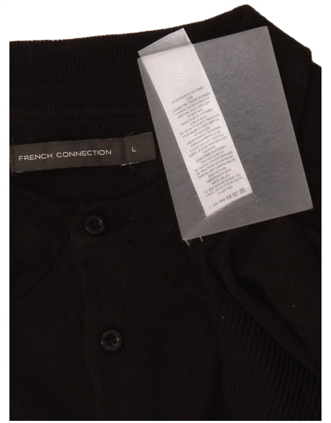 French Connection Herre Polo Neck Jumper Sweater Stor Sort Akryl