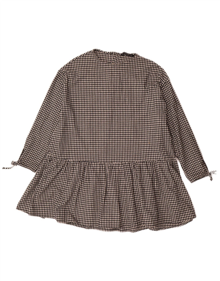 Zara Dame 3/4 ærmer Oversized Basic Dress UK 10 Small Black Gingham