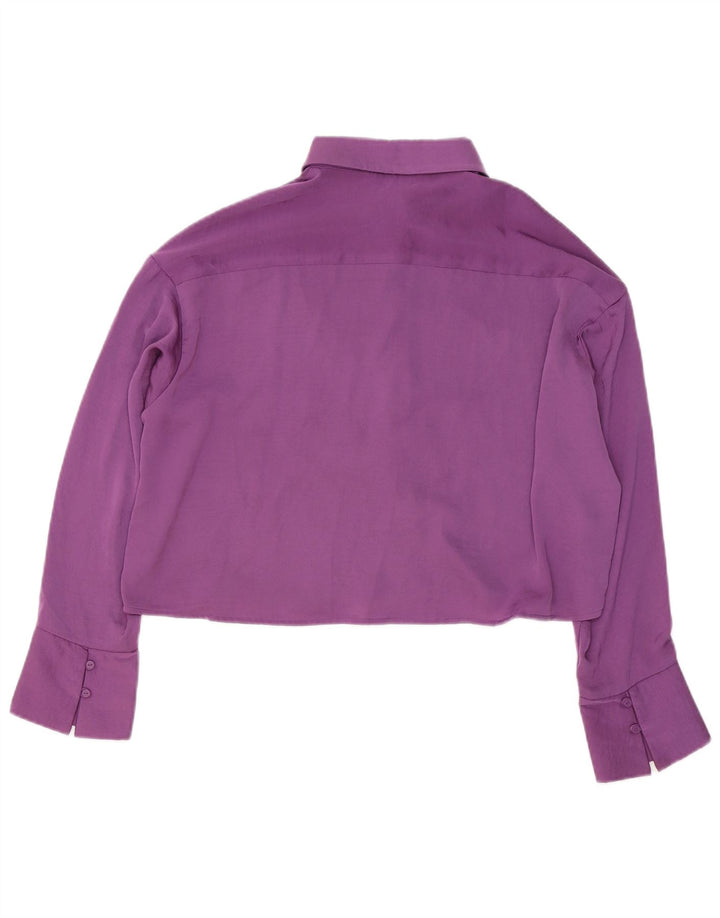 Stradivarius Womens Crop Oversized skjortebluse UK 14 Medium Purple