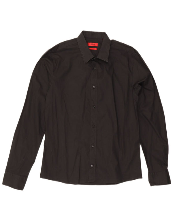 Hugo Boss Herre Slim Fit skjorte Medium Sort Bomuld