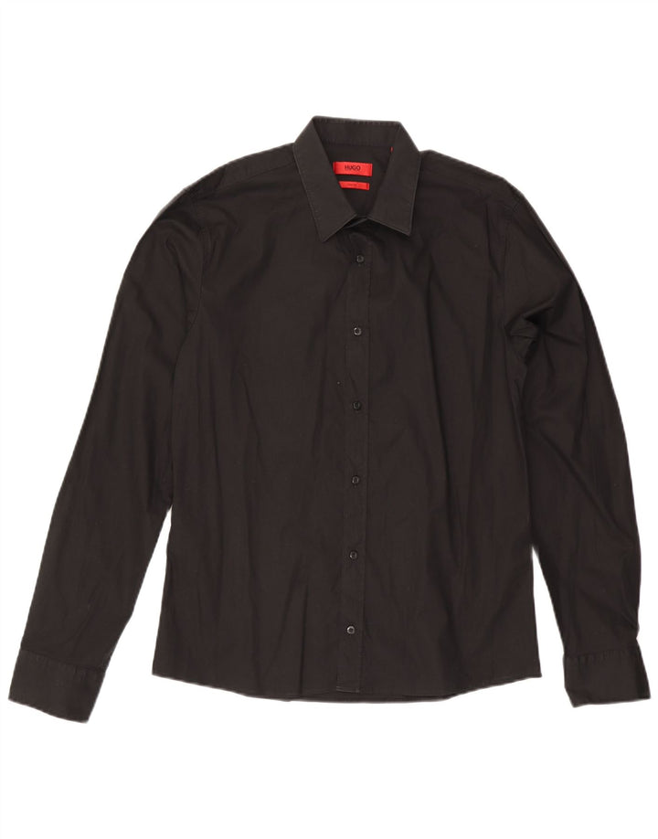 Hugo Boss Herre Slim Fit skjorte Medium Sort Bomuld