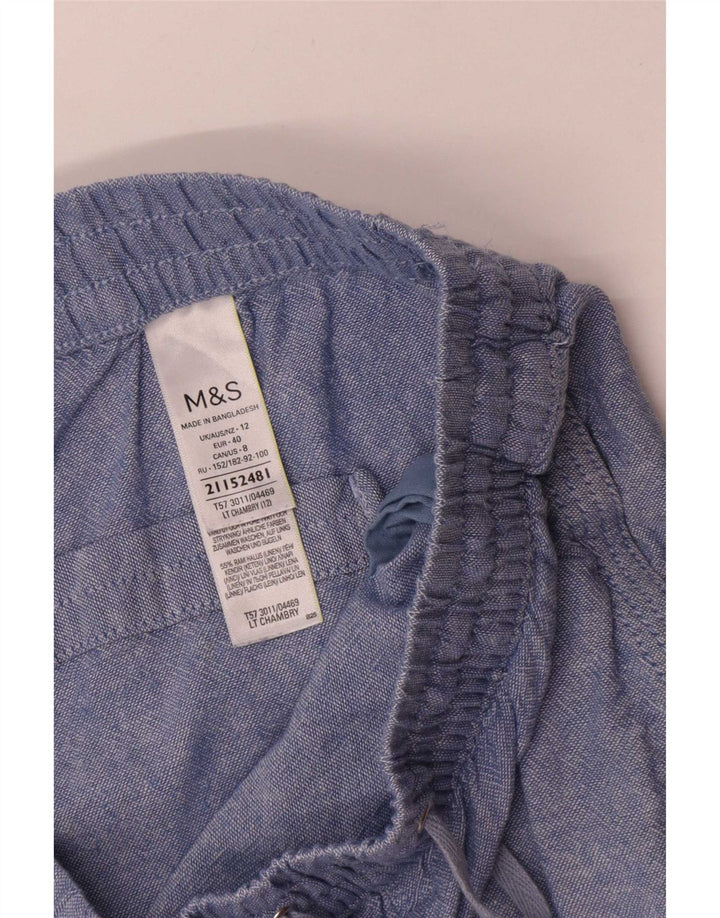 Marks & Spencer Casual Shorts til kvinder UK 12 Medium W30 Blue Linen