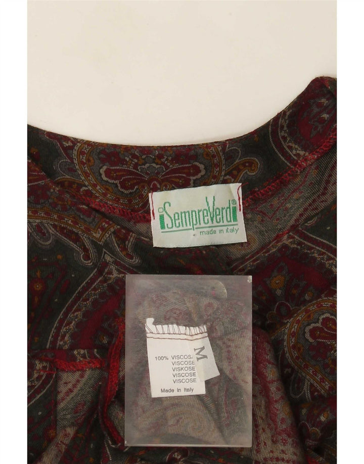 Vintage dameskjorte bluse UK 14 Medium Multicolored Paisley Viscose