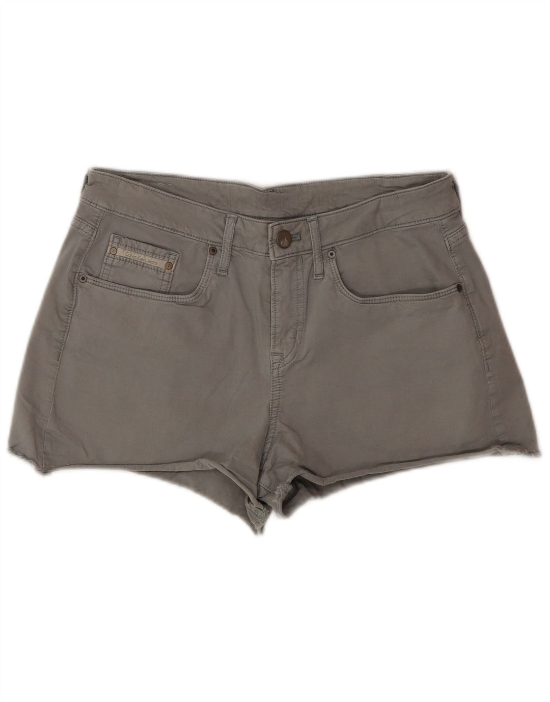 Calvin Klein Dame High Waist Hot Pants W27 Small Grey Bomuld