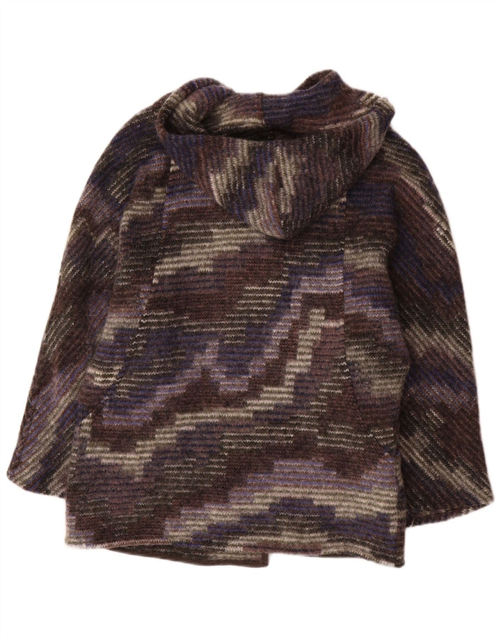 Vintage Dame Hætte Åben Overfrakke UK 12 Medium Flerfarvet Camouflage