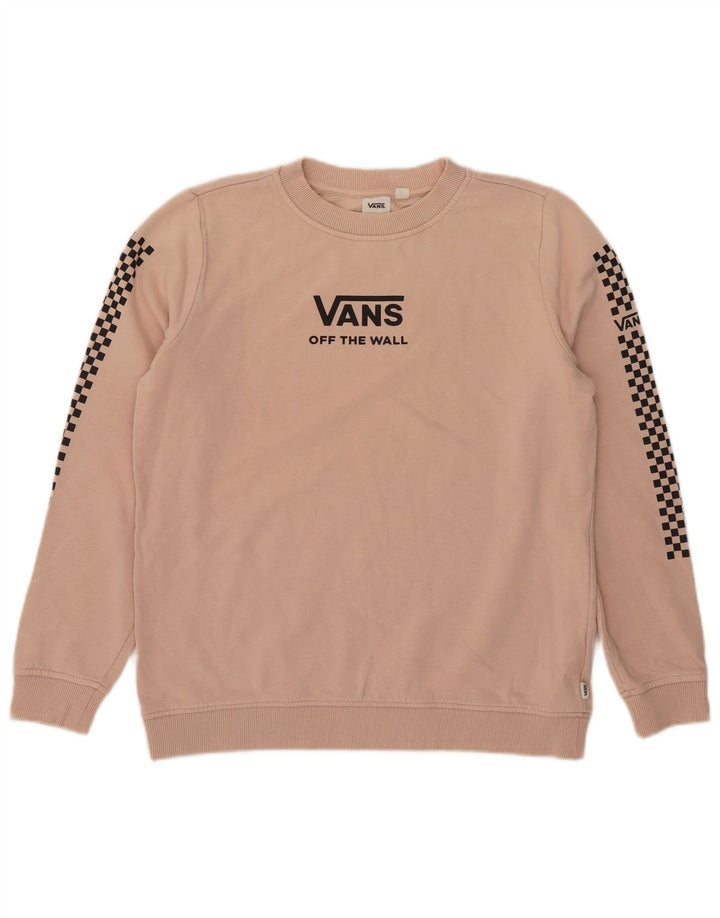 Vans Dame Grafisk Oversized Sweatshirt Jumper UK 10 Small Pink