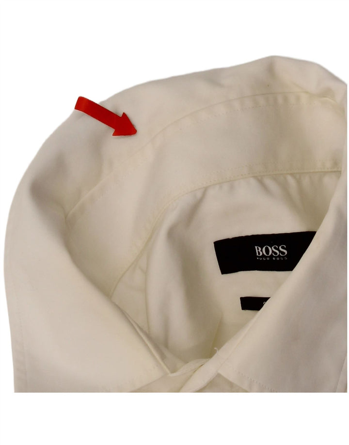 Hugo Boss Herre Slim Fit Skjorte Størrelse 40 15 3/4 Medium Hvid Bomuld
