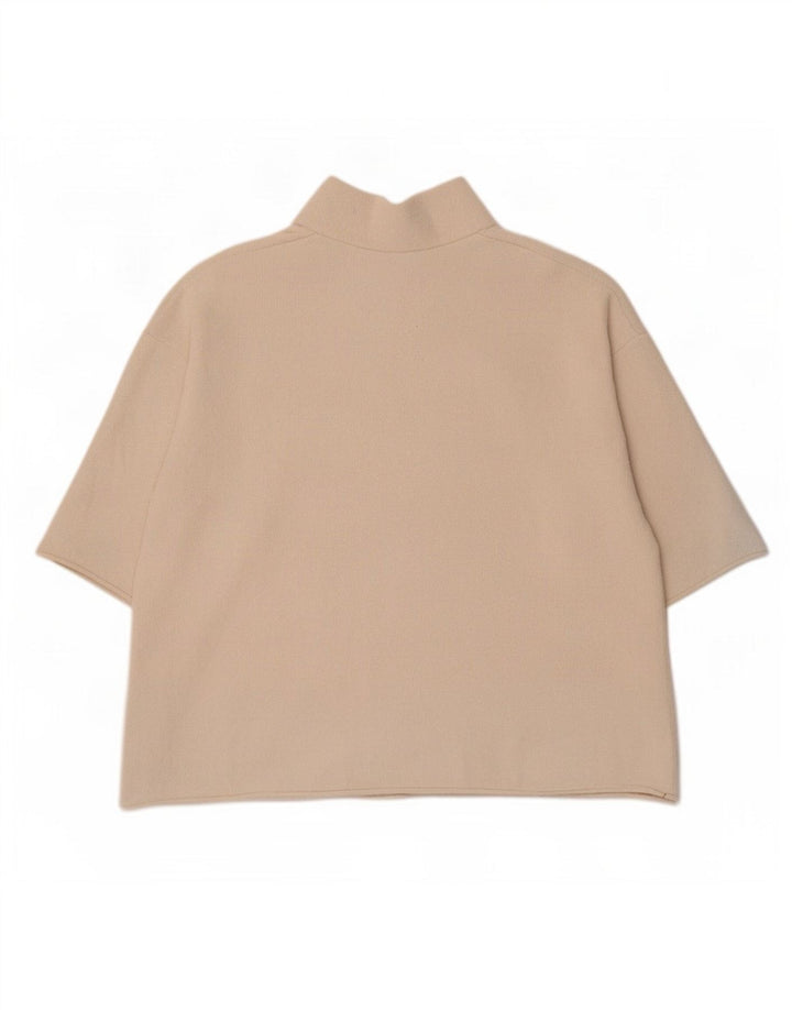 Zara Dame Oversized T-Shirt Top UK 14 Medium Off White Bomuld