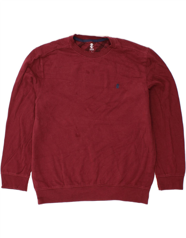 IZOD Mens Sweatshirt Jumper Large Burgundy Cotton Vintage Izod and Second-Hand Izod from Messina Hembry 