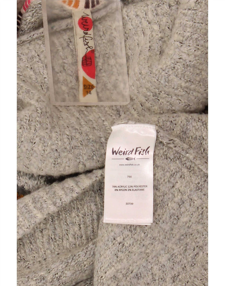 Weird Fish Dame Roll Neck Jumper Sweater UK 14 Large Grey Fair Isle