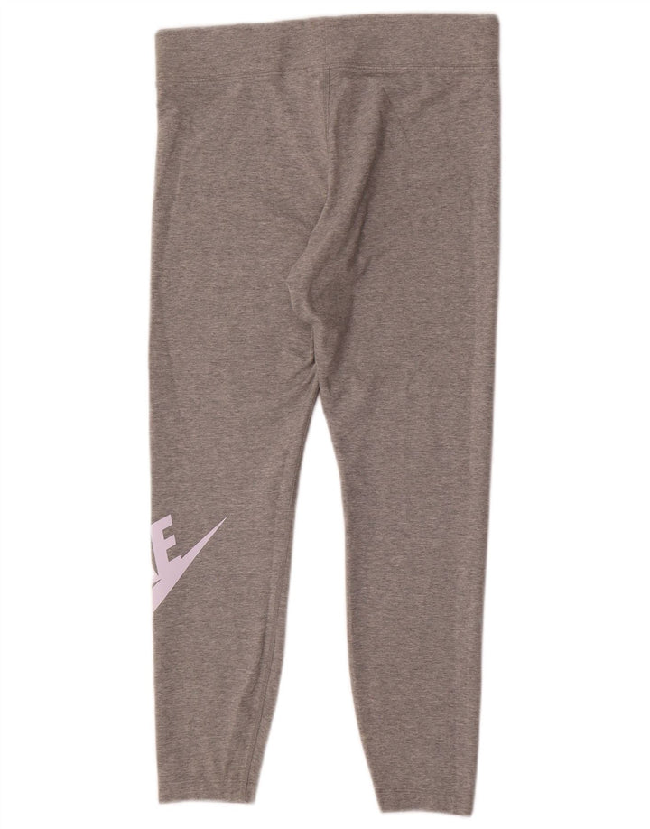 Nike Dame Grafiske Leggings UK 14 Large Grå Bomuld