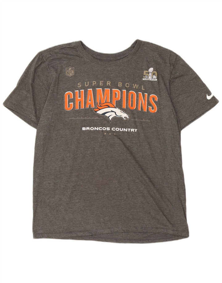 NIKE Herre Denver Broncos grafisk T-shirt top mellemgrå bomuld