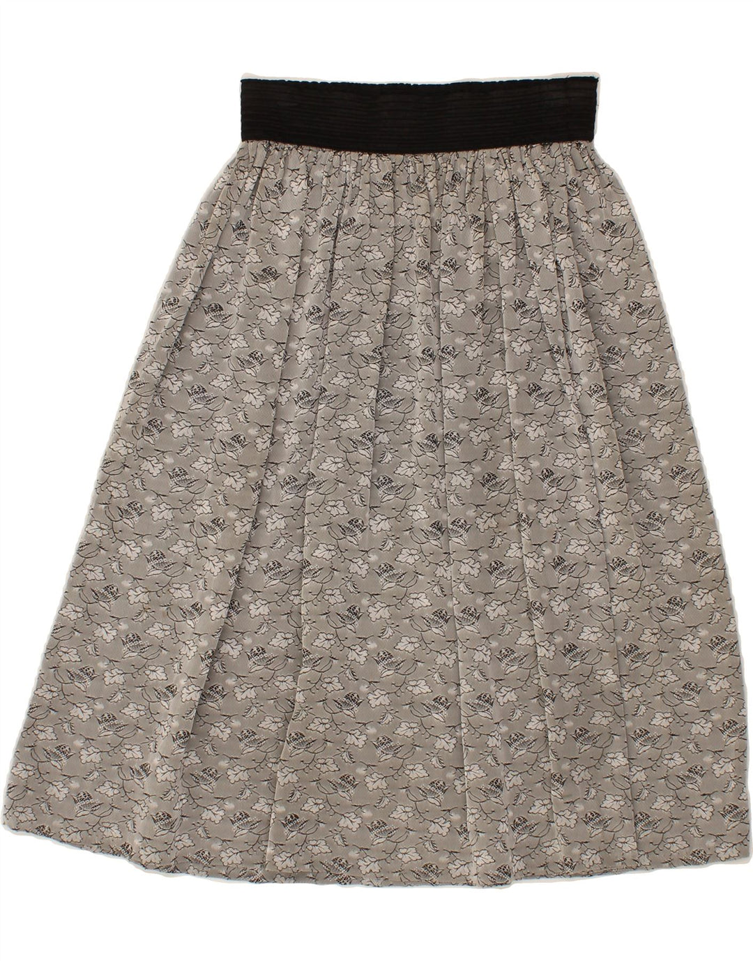 VINTAGE Womens A-Line Skirt W26 Small Grey Floral Vintage Vintage and Second-Hand Vintage from Messina Hembry 