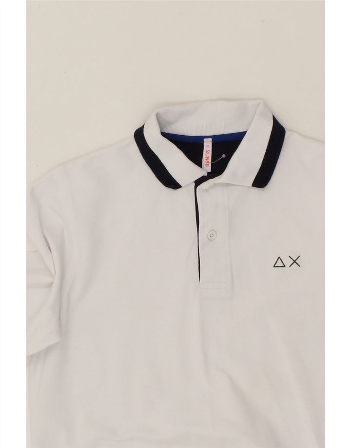 SUN68 Boys Long Sleeve Polo Shirt 9-10 Years White Cotton Vintage Sun68 and Second-Hand Sun68 from Messina Hembry 